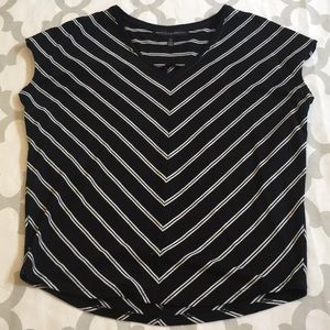 White House Black Market Black and White Jetsetter Tee
